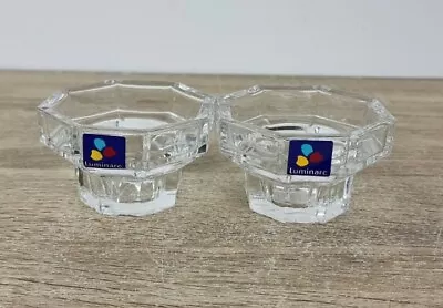 Buy Luminarc Bolsuis France Crystal Glass Candle Holders Pair Octagonal Vintage. • 12£