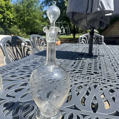 Buy Antique - Vintage Hand Blown Glass Decanter/Carafe - Very Pretty Etching - • 16.99£