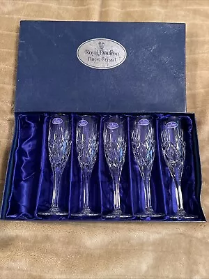Buy Royal Doulton Finest Crystal Set Of 5 Champagne Flute Glasses • 58£