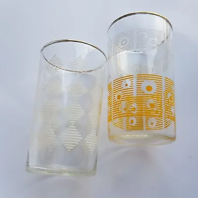 Buy Drinking Glasses Mid Century Retro Small MCM 1960s Pair Atomic Designs 8cm VTG • 15.75£