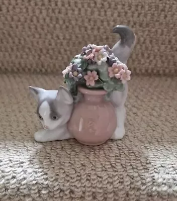 Buy Lladro  Secret Spot  Kitten With Flower Pot  Porcelain Cat 1998  • 170£