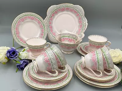 Buy Tuscan Plant Bone China Vintage 21 Piece Pink Flowers Tea Set. • 84.99£