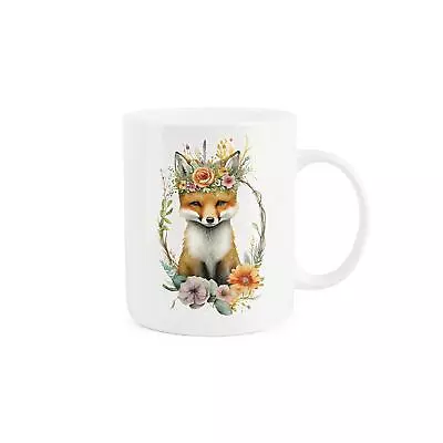 Buy Fox Mug - Floral Crown Animal Gift - Bone China Tea/Coffee Cup • 12.99£