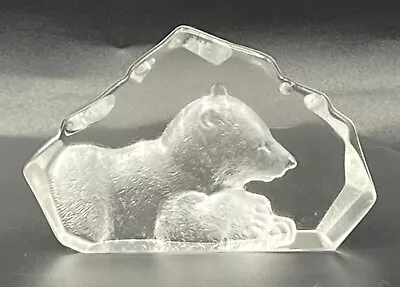 Buy Vintage Mats Jonasson Polar Bear Cub Crystal Art Glass Signed M J Sweden 88109 • 25£