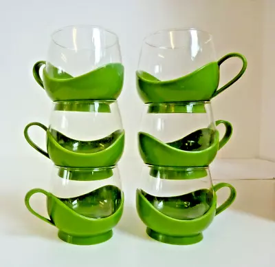 Buy Set Of 6 Melitta Tea Glasses, Apple Green, 1970s Tea Cups • 26.99£