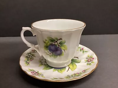 Buy Crown Trent Staffordshire UK Teacup And Saucer Fine Bone China Fruit Plum Floral • 35.86£
