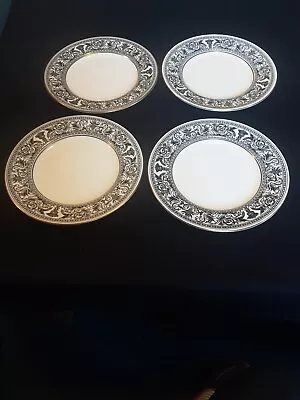 Buy 4 Wedgwood Florentine 4312 Black 8  / 20.5cm Salad Plates Little Use Excellent • 20.99£