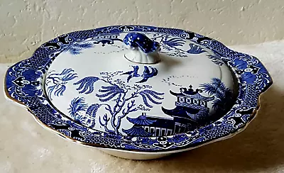 Buy Burleigh Ware Burslem Staffs Blue White Willow Pattern Lidded Handled Tureen Vgc • 29.99£