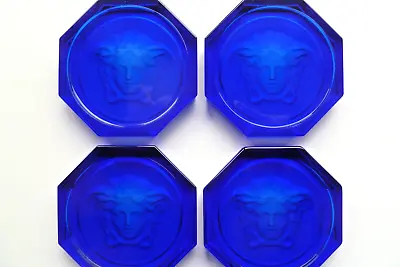 Buy Versace Rosenthal Glass Crystal Coasters In Blue Brand New Authentic Tableware • 128£