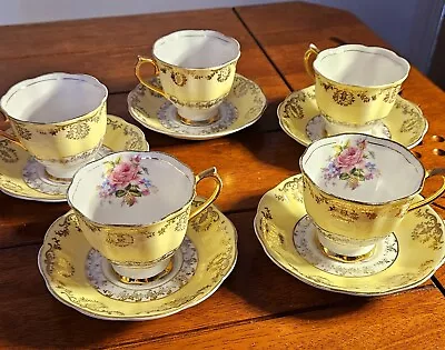 Buy Antique 1920 Rare Southern Bone China Yellow Gold Trimmed With Roses Tea Set • 75£