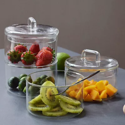 Buy  Snack Can Glass Bowl Fruit With Lid Salad Storage Container Cover • 12.89£
