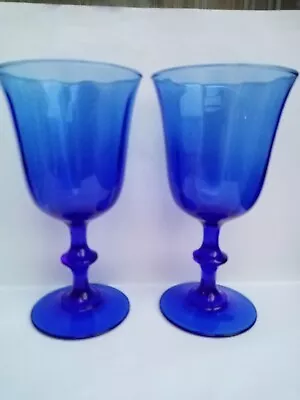 Buy Cobalt Blue Luminarc Stem Wine Glasses X 2 • 16£