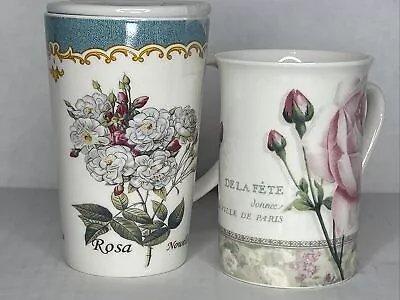 Buy Kent Pottery Rosa Pimpindelli & Del La Fete Rose  Porcelain Mug With Lid • 13.04£