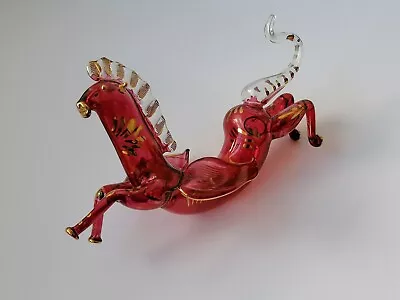 Buy Vintage Cranberry Glass Horse Figurine Handblown Mid Century Modern Murano Style • 15.99£