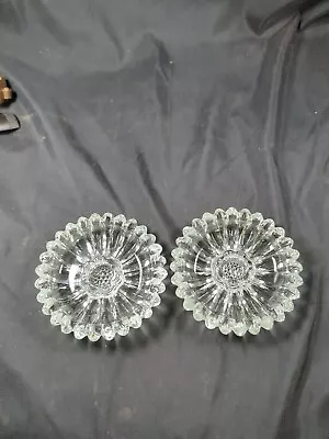Buy Pair 2 Vtg Crystal Clear Glass Sunflower Floral Taper Candle Holders Beaded Edge • 10.48£