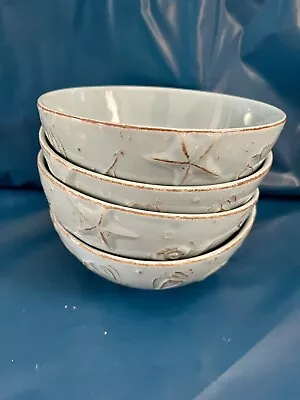 Buy Thomson Pottery Set Of 4 Cape Cod Blue Cereal/Soup Bowls Seashells 6.25” • 18.63£