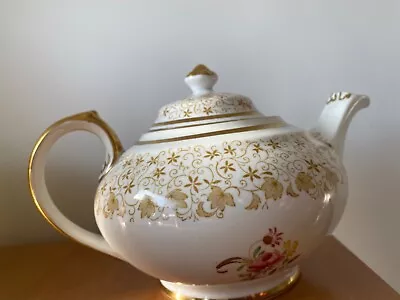 Buy NEW CHELSEA STAFFS White & Gold Tea Pot  With 2 Floral Design   Good Condition • 29.99£