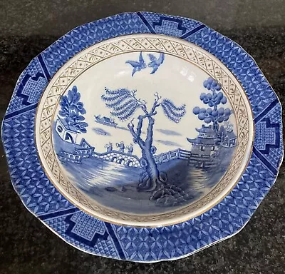 Buy Vintage Booths  Real Old Willow  Blue, White & Gold Vegetable Dish • 46.50£