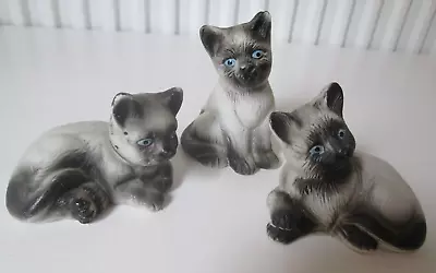 Buy Three Matching Siamese Kitten Ornaments. Two Lying Down And One Sitting. • 5£