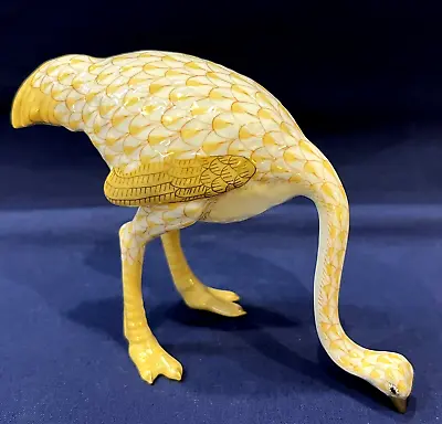 Buy Herend Figurine - Ostrich -  Butterscotch Yellow Fishnet • 349.47£