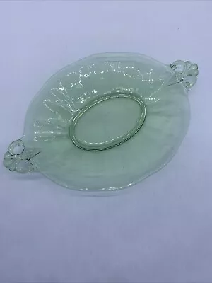 Buy Vintage Green Depression Glass Serving Dish Plate With Handles 10inch • 15.84£