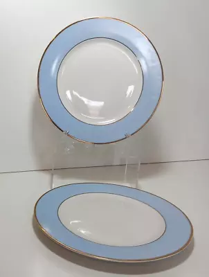 Buy 2x Royal Doulton RD 2004 Bruce Oldfield Powder Blue White Gold 26cm Plates • 12.99£