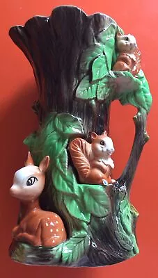 Buy Vintage Retro 60s Withernsea Eastgate Pottery Fauna Forest Vase Deer Squirrels • 18£