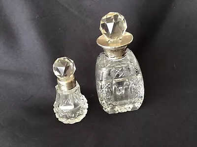 Buy Antique Hallmarked Silver & Cut Glass Perfume Bottles X 2 • 26.99£