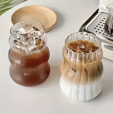 Buy Ribbed Glass Cup Vintage Tumbler Summer Drinkware  (Juice, Milk, Coffee) Gift • 8£