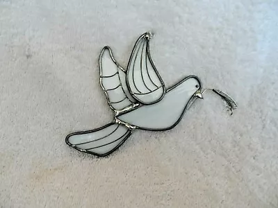 Buy Beautiful 5  X 3.5  Stained Glass And Silver Tone Wire White DOVE Light Catcher • 11.18£