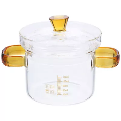 Buy Small Glass Stew Pot With Lid Double Handle Kitchen Cookware Cooking Pot • 14.19£