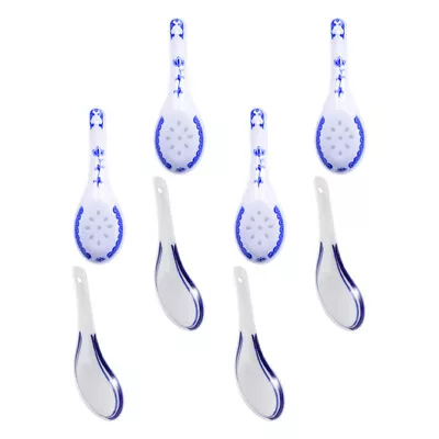Buy  8 Pcs Ceramics Blue And White Porcelain Spoon Rice Spoons Soup Dinnerware • 11.98£