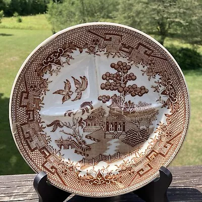 Buy Vintage Brown Willow Grill Plate Divided Sterling China USA Ironstone Farmhouse • 21.44£