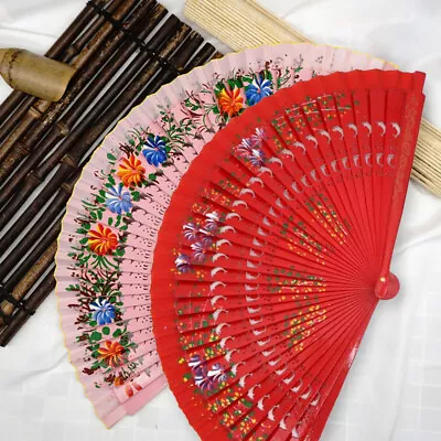 Buy Spanish Double-sided Painted Wooden Folding Fan Party Handheld Fan Craft Home • 5.99£