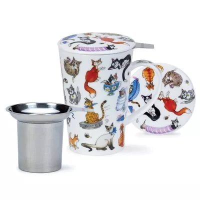Buy Dunoon Cup Catastrophe With Strainer And Lid Shetland Cats • 37.27£