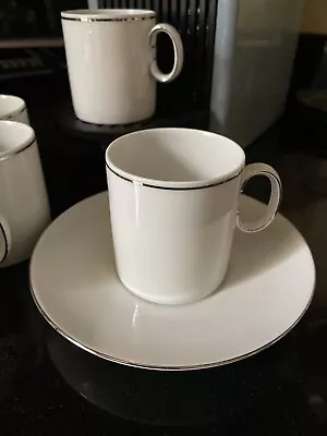 Buy Thomas China 'medallion' Coffee Cups & Saucers Thin Silver Band Platinum X6 • 25£