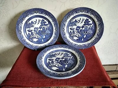 Buy Set Of 4 Churchill Blue & White Willow Pattern 10.25” 26cm Dinner Plates • 22£