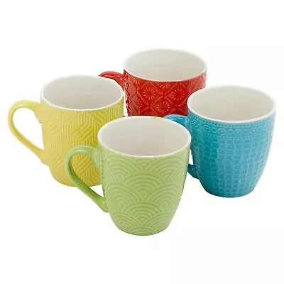 Buy 240ml Assorted Patterned Colour Porcelain Tea Coffee Mugs Cups Set Of 4 • 4.99£