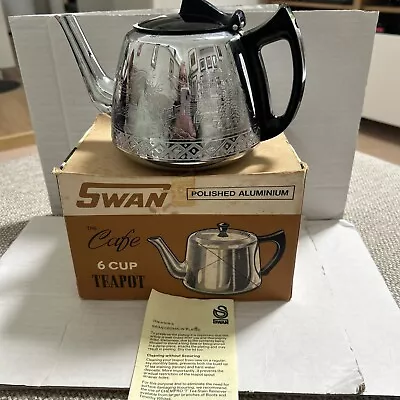 Buy Vintage Metal Swan Willow Ware Teapot With Vintage Swan Box • 9.99£