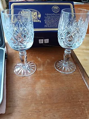 Buy Pair Of THOMAS WEBB Clear Crystal Clarat Wine Glasses GOBLETS BOXED  • 6£