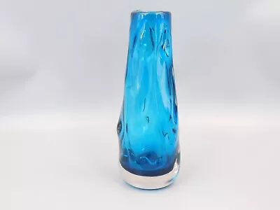 Buy Vintage Whitefriars 9 1/2 , 24cm Knobbly Blue Glass Chimney Vase. • 54.99£