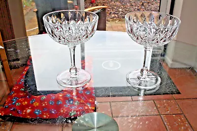 Buy Vintage Pair Of Tall Cut Glass Champange Saucers • 6£