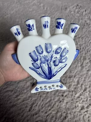 Buy Delftware Delft Blue Tulip 5-Finger Fan Bud Vase Royal Twickel • 58£