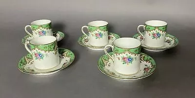 Buy Set Of 5 Blenheim Floral Decorated Royal Tuscan Porcelain Demi Cups & Saucers • 90.16£