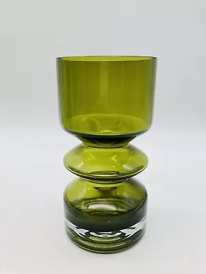 Buy Riihimaki Olive Green Glass Vase Tamara Aladin Mcm Vtg 60s 70s  Hooped Lasi Oy  • 44.99£