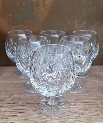 Buy 6 X Large 13cm Quality Cut Glass Crystal Brandy Balloon Glasses Unkown Maker • 28.99£