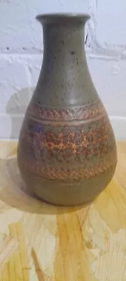 Buy Vintage Purbeck Pottery Bulbous Vase Studio Stoneware Mottled Textured Brown  • 32£