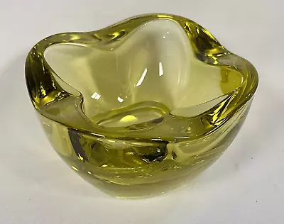 Buy Vintage 1960s Rudolf Jurnikl Rosice Sklo Citrine Yellow Glass Bowl 1175 Bohemian • 25£
