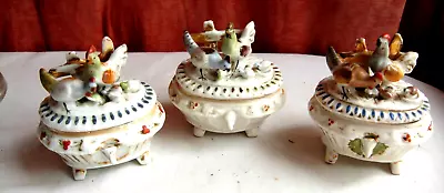 Buy Three Victorian Fairings - Farmyard Hens Feeding, - Trinket Boxes Conta Boehme • 35£