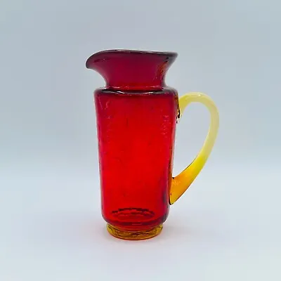 Buy Vintage Kanawha Amberina Art Crackle Glass Pitcher Red Yellow Glows 5  • 13.98£